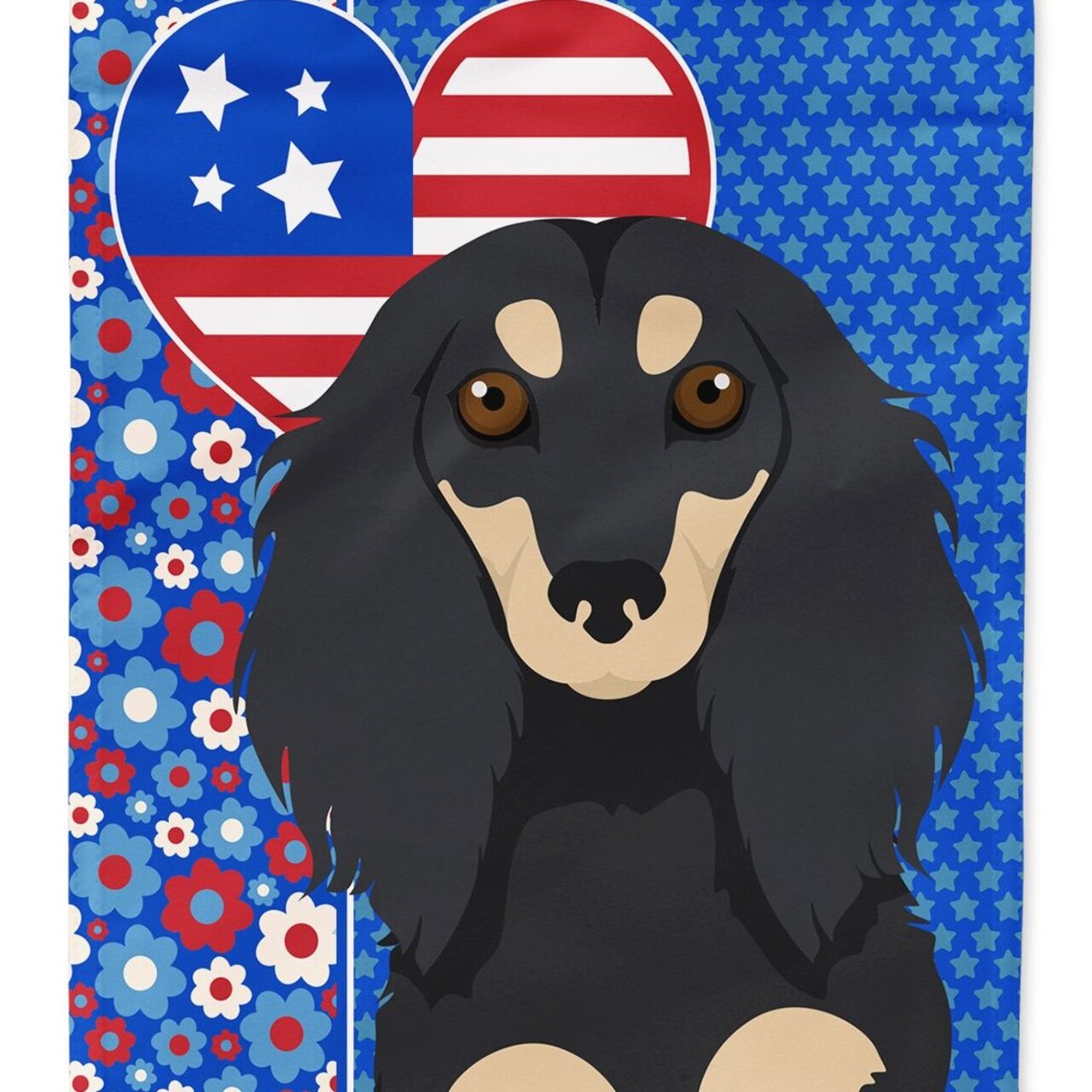 Edge Collections - 28" X 40" - Black - Longhair and Cream Dachshund USA - 1 Piece